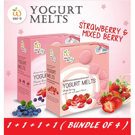 Bundle Of 4 Organic Natural Yogurt Melts Baby Snacks Strawberry Mixed Berry Halal 100 Natural Shopee Singapore