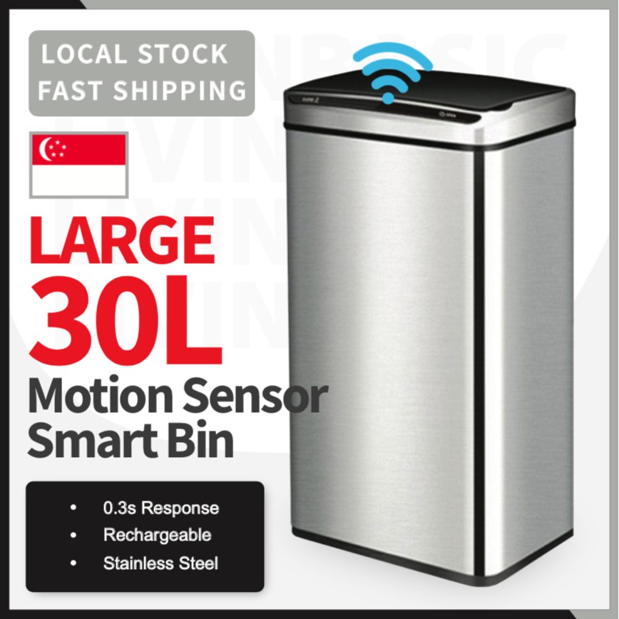 30L Motion Sensor Bin Smart Dustbin / Rubbish Bin / Stainless Steel