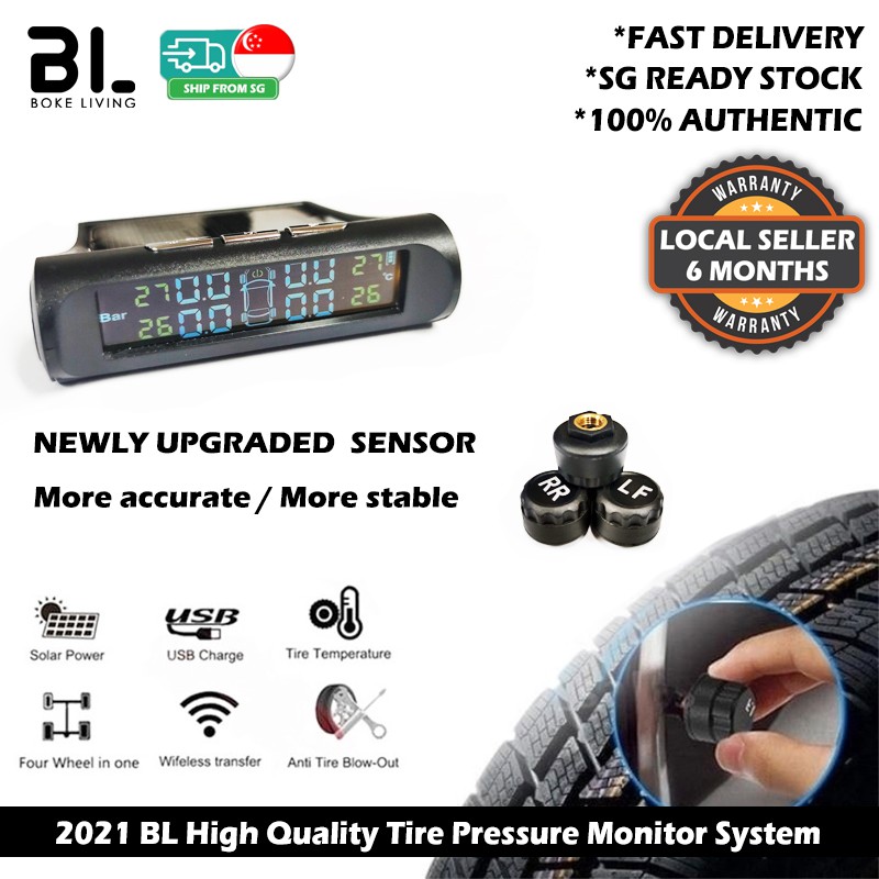 Bokeliving Solar TPMS Car Tyre Tire Pressure Alarm Monitor System ...