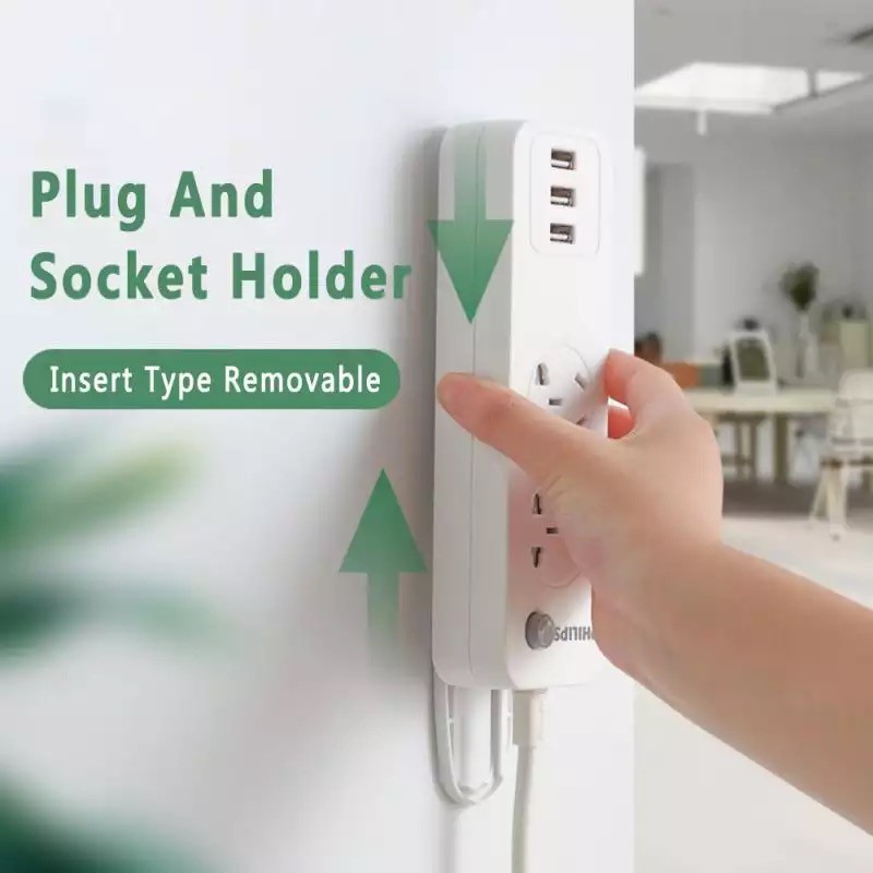 Home Power Plug Socket Holder Shelf Power Plug Storage Rack Self Adhesive Wall Mounted Power