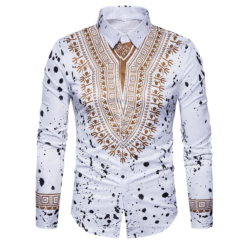 3d Print Shirt Men Traditional African Dashiki Men Shirt Long Sleeve Slim Shopee Singapore