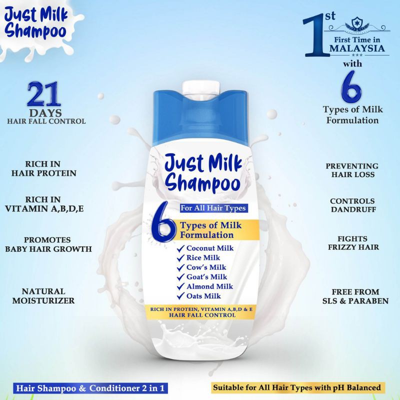 Just Milk Shampoo For All Hair Types Shopee Singapore