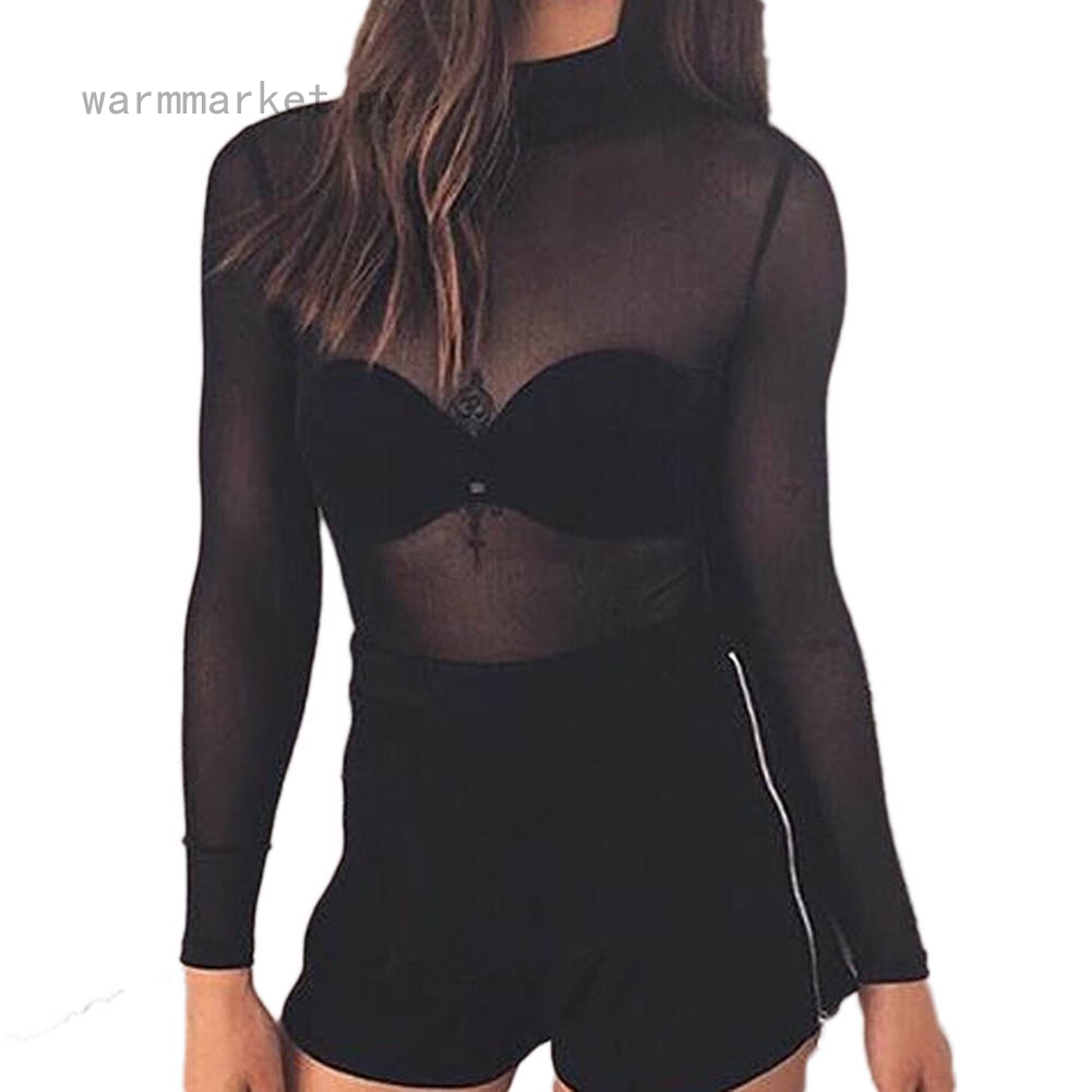 mesh top long sleeve black