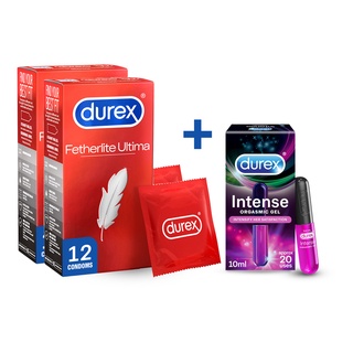 Durex Thin Bundle - Fetherlite Ultima (Ultra Thin) Condoms 12s (x2) + Intense Gel Lube 10ML