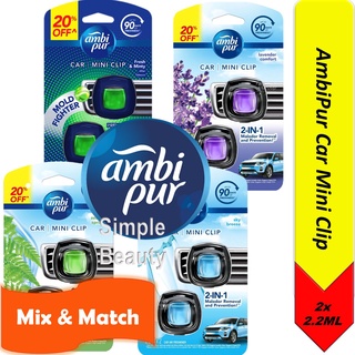 Ambi Pur Car Mini Clip Air Freshener (Twin Pack), 2 x 2.2ml [Mix]
