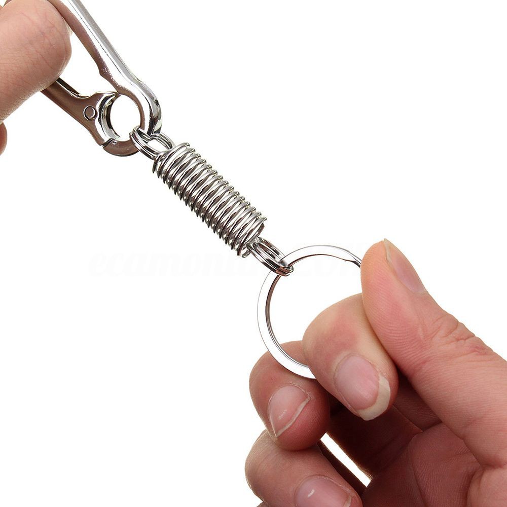 Retractable Stainless Steel Buckle Spring Keyring Clip Key Ring