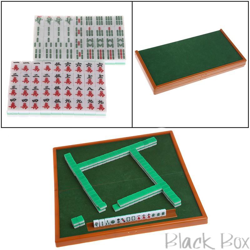 skrskr Mini Mahjong Set with Folding Mahjong Table Portable Mah Jong Game Set For Travel Family Leisure Time Indoor Entertainment Accessories 