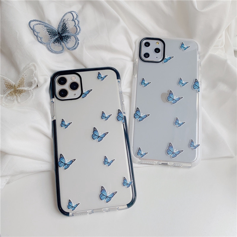 Phone Cover Simple Blue Butterfly Iphone 11 Pro Max 8plus 7 11promax Cute X Xr Apple Xs Transparent Case Shopee Singapore