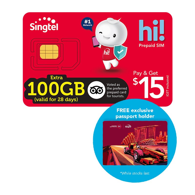 Singtel sgd15 hi prepaid sim card free f1 passport holder 1 sim card 