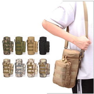 💘💘[Ready to Ship] Riding Tactical Water Bottle Holder Molle Water Hydration Carrier and kettle Pouch Bag with Shoulder Strap for Biking Running Hiking