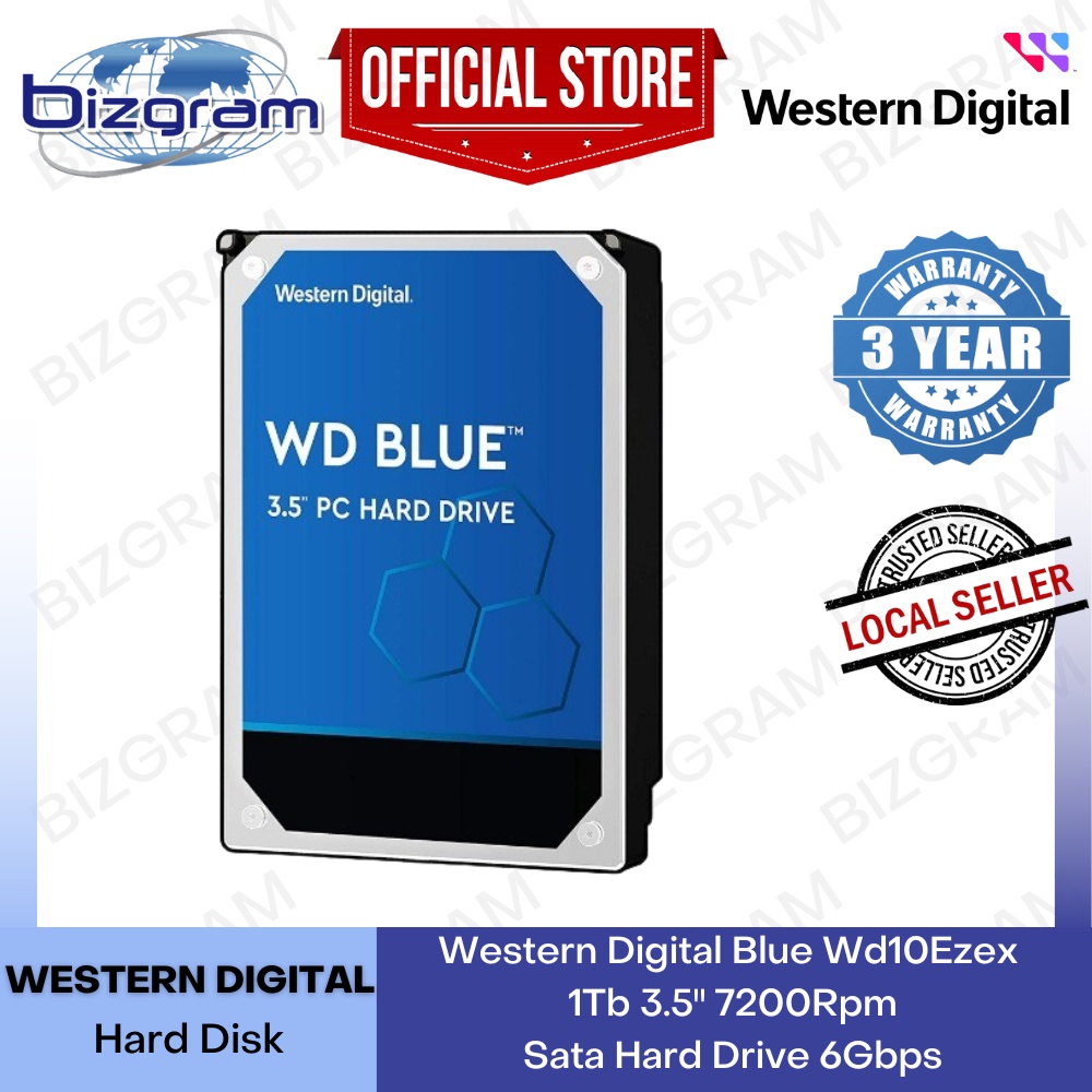 Western Digital Wd Blue Wd10Ezex 1Tb 3.5" 7200Rpm Sata Internal Desktop ...