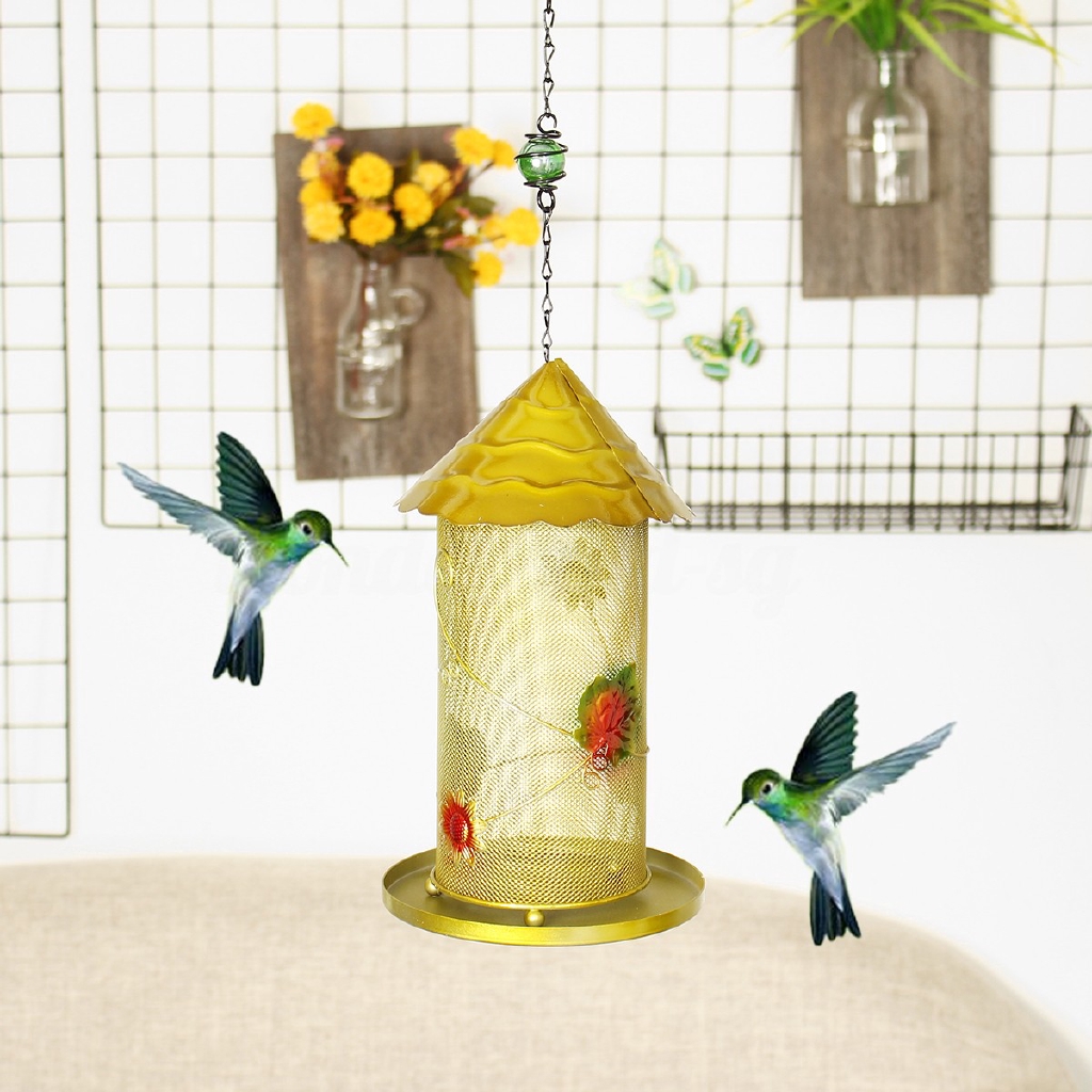 Vintage Pet Bird Feeder Seed Nuts Container Tree Perch Hanging