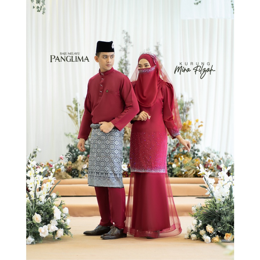 Set Nikah Tunang Kurung Modern Mira Filzah Maroon Shopee Singapore