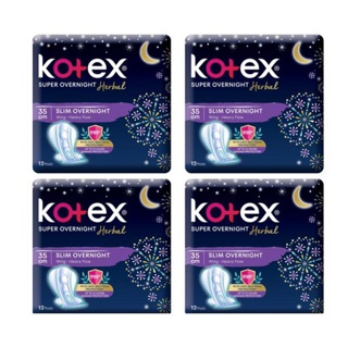 Image of (Bundle of 4) Kotex Super Overnight Pads Wing Herbal 35cm, 12 pieces