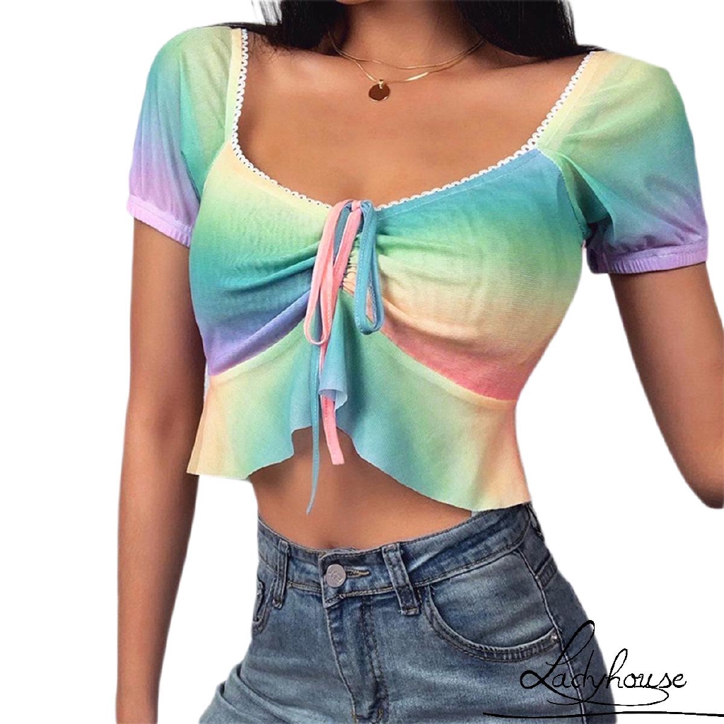 ruffle hem crop top