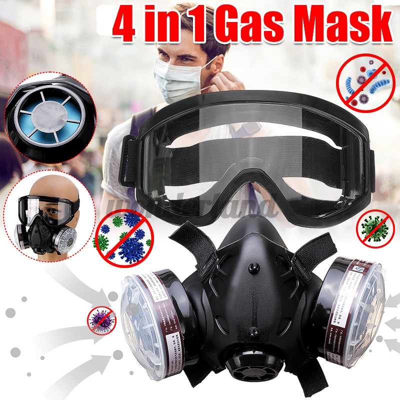 New Half Face Gas Mask With Anti-fog Glasses Chemical Dust Mask Filter ...