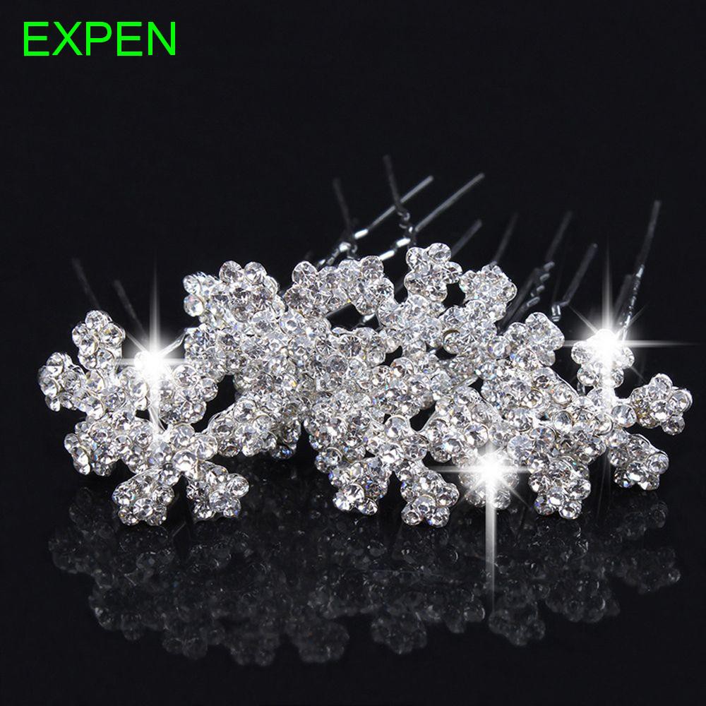 U Shape Wedding Crystal Rhinestone Bridal Snowflake Hair Pins