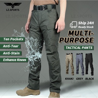 Image of waterproof slim fit multi pockets anti-stain cargo tactical pants men women IX7/IX9 S-3XL