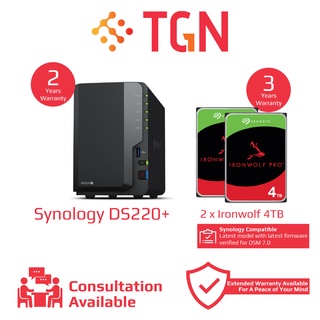 Synology DS220+ Bundle With 2 Ironwolf 4TB