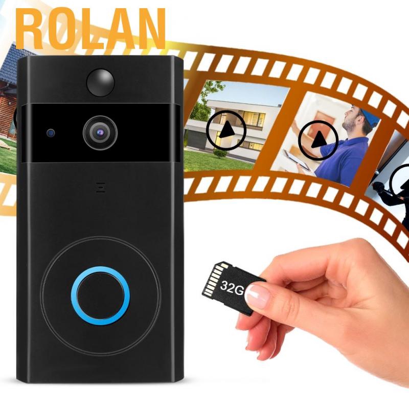 Rolan 1080p Hd Smart Doorbell Abs Black Pir Motion Detection Video