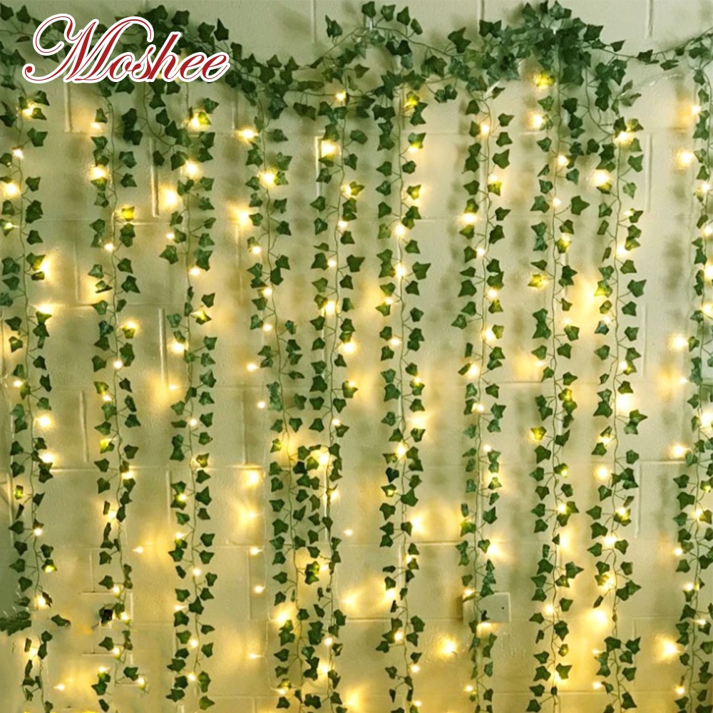 2.1m Green silk artificial Hanging ivy leaf garland plants vine leaves