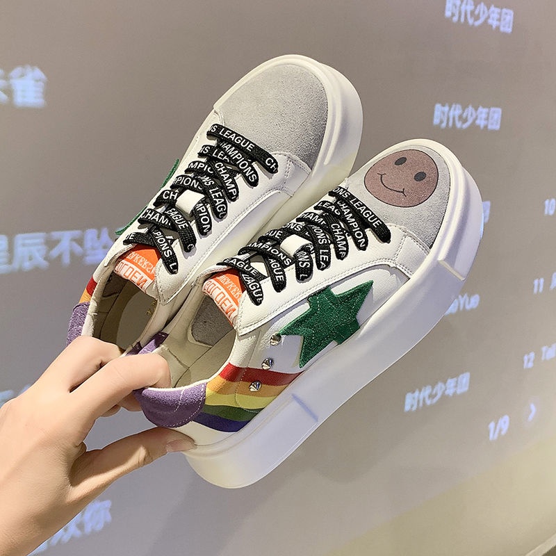 Genuine Leather Ab Style Mandarin Duck Shoes With Thick Bottom Platform Platform Wedge Heel Small Dirty Shoes Small Whi Shopee Singapore