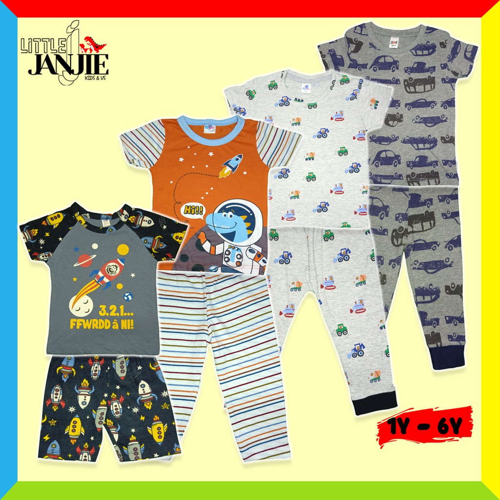 1y 6y Playset Pijamas Boy Rocket Car 1 6 Tahun Baju Tidur Budak Kanak Kanak Lelaki Small Kid Tractor Day Sleepwear Shopee Singapore