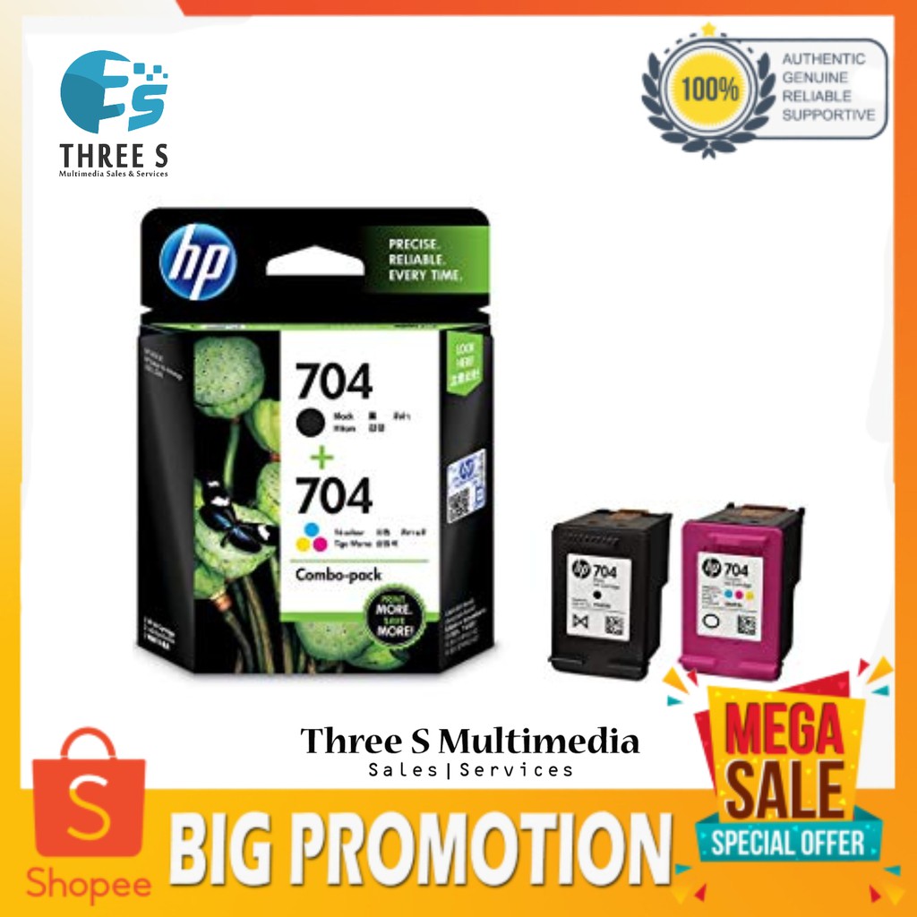 Hp 704 2 Pack Black Tri Color Colour Original Ink Advantage Cartridges Shopee Singapore