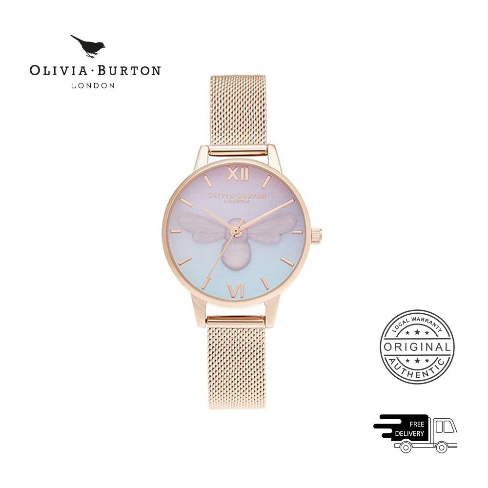 Olivia Burton Candy Shop Purple To Blue Gradient & 3d Pink Plastic Bee Women's Watch OB16CD09