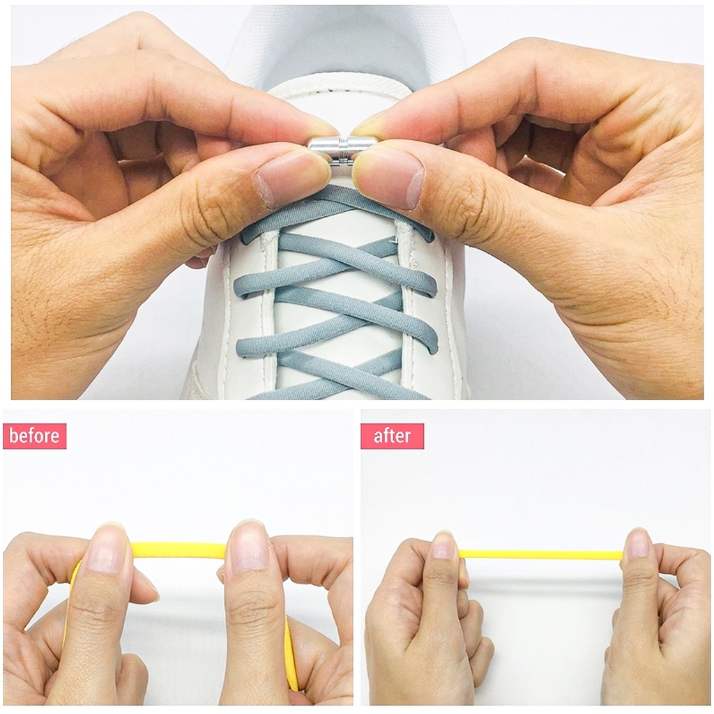 Semicircle No Tie Shoelaces Elastic Shoe laces Sneakers shoelace Metal Lock Lazy Laces for Kids and Adult One size fits all shoe