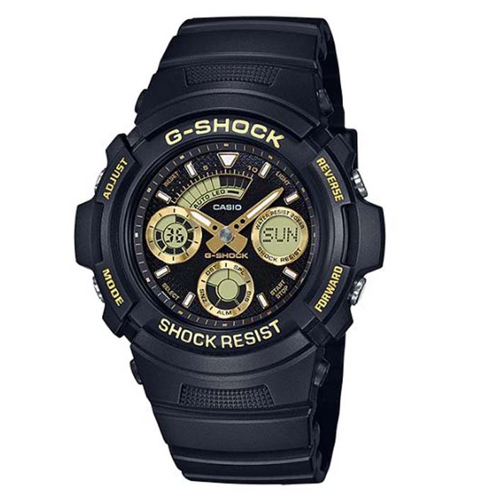 g shock black gold digital