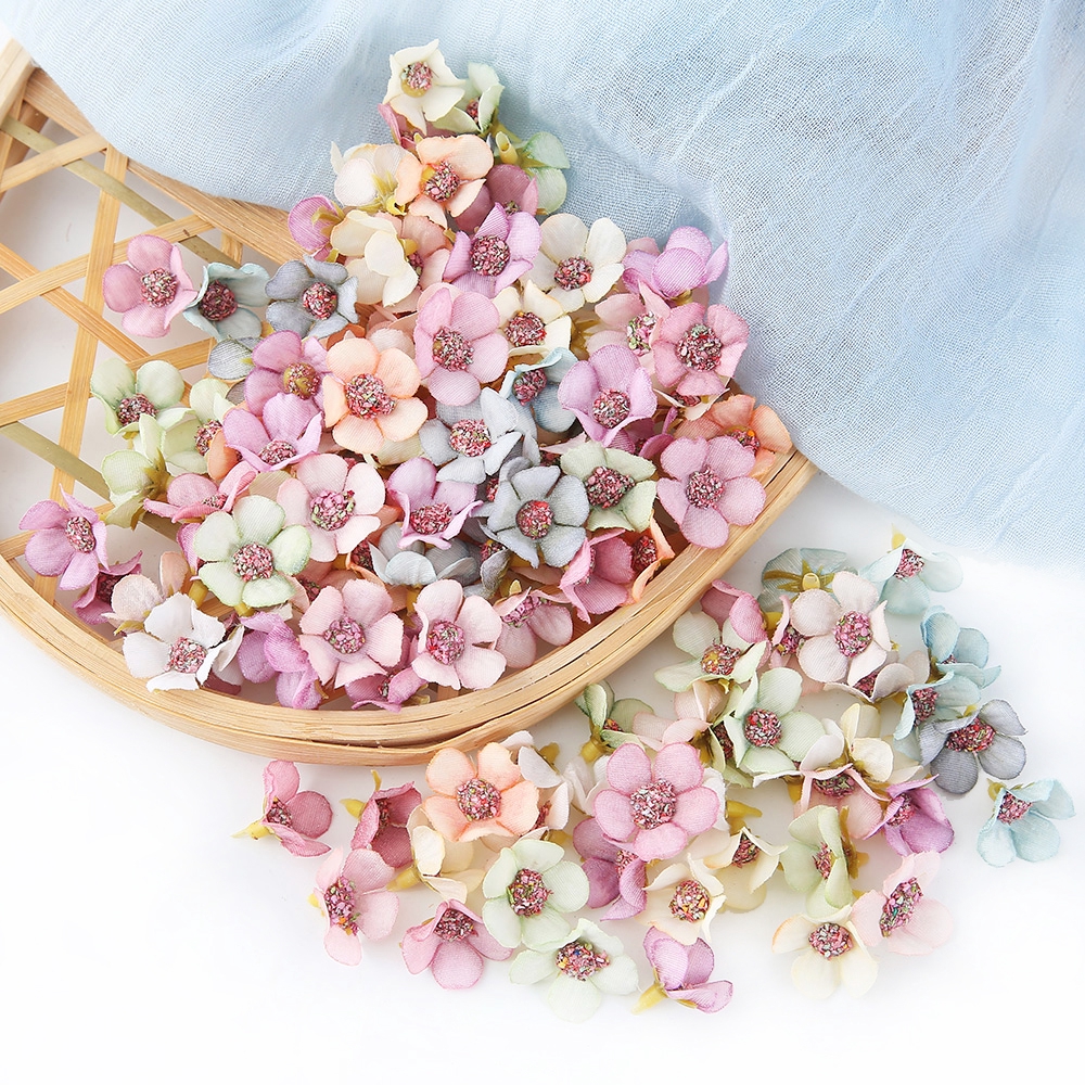 50Pcs Multicolor Daisy Flower Heads Mini Silk Artificial Flowers for Wreath  Home Wedding Decoration | Shopee Singapore