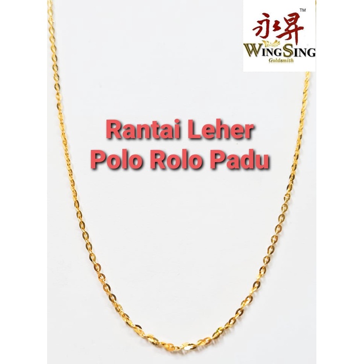 Shop Malaysia Wing Sing 916 Gold Solid Polo Rolo Chain Rantai Leher Polo Padu Emas 916 Shopee Singapore