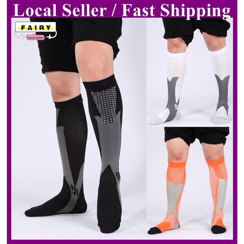 (SG Seller) Compression Socks Unisex Knee High Socks for Sports Anti-Fatigue Relief Pain Diabetic Compression Stocking