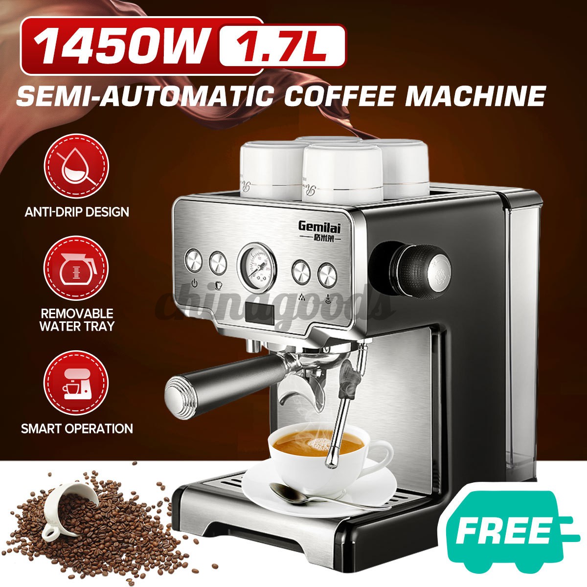 Gemilai Crm3605 Coffee Machine Bars Semi Automatic Commercial Italian Coffee Shopee Singapore