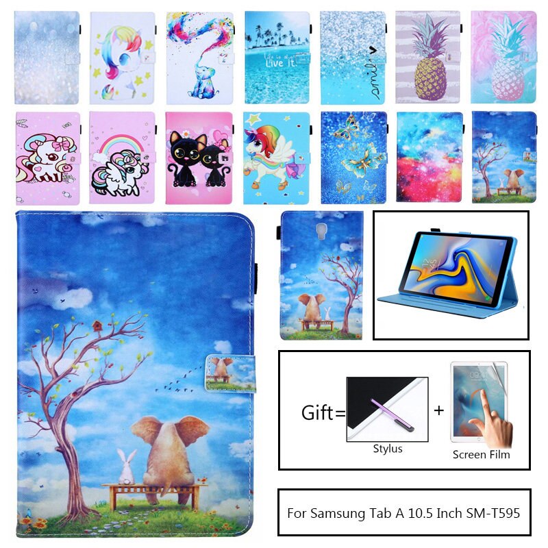 Pu Leather Case for Samsung Galaxy Tab A A2 10.5 2018 T590 T595 T597 SM-T595 Cover Shockproof Smart Case SM-T590 Magnet Coque