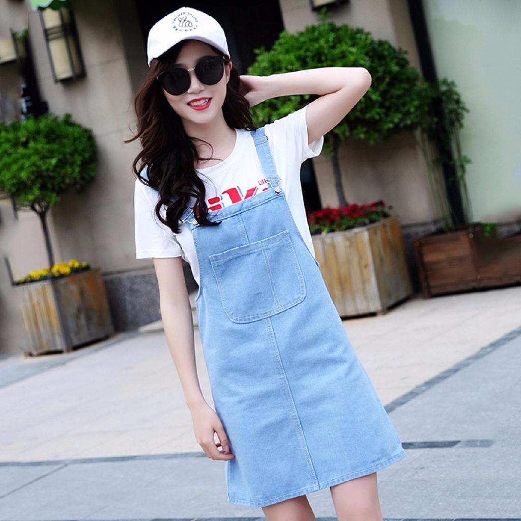 Summer Women Denim Dress  Sundress Casual Loose Overalls  