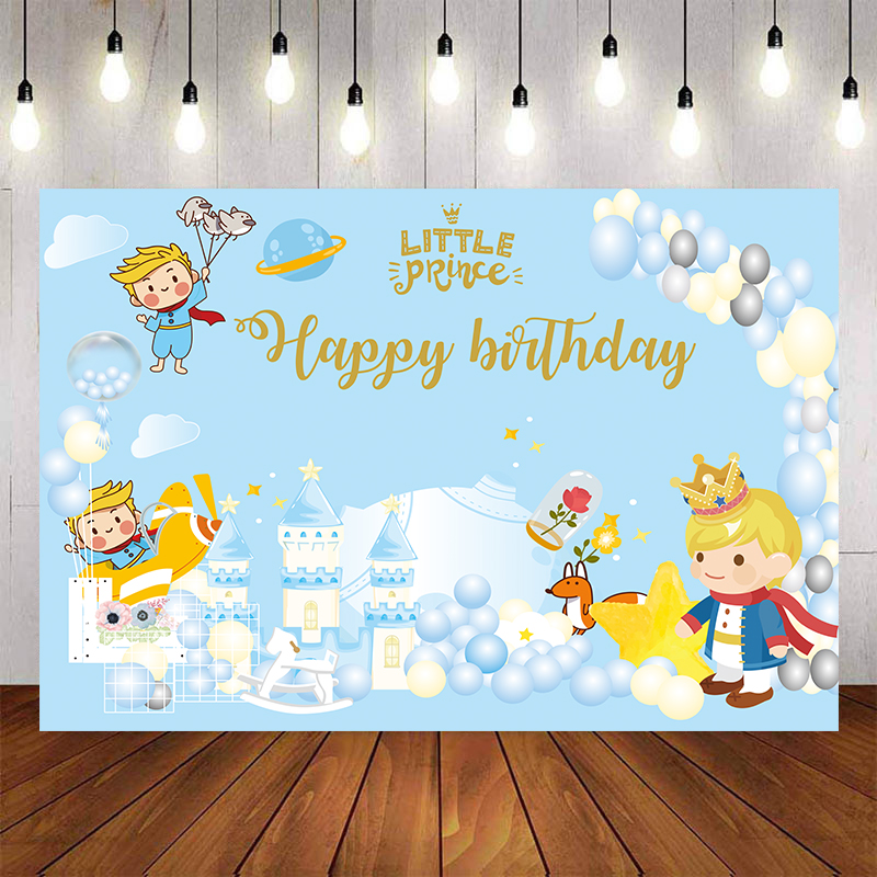 Little Prince Backdrop For Photography Baby Shower Kids Birthday Light Blue  Castle Background Birthday Party Decor Custom Name Photo | Shopee Singapore