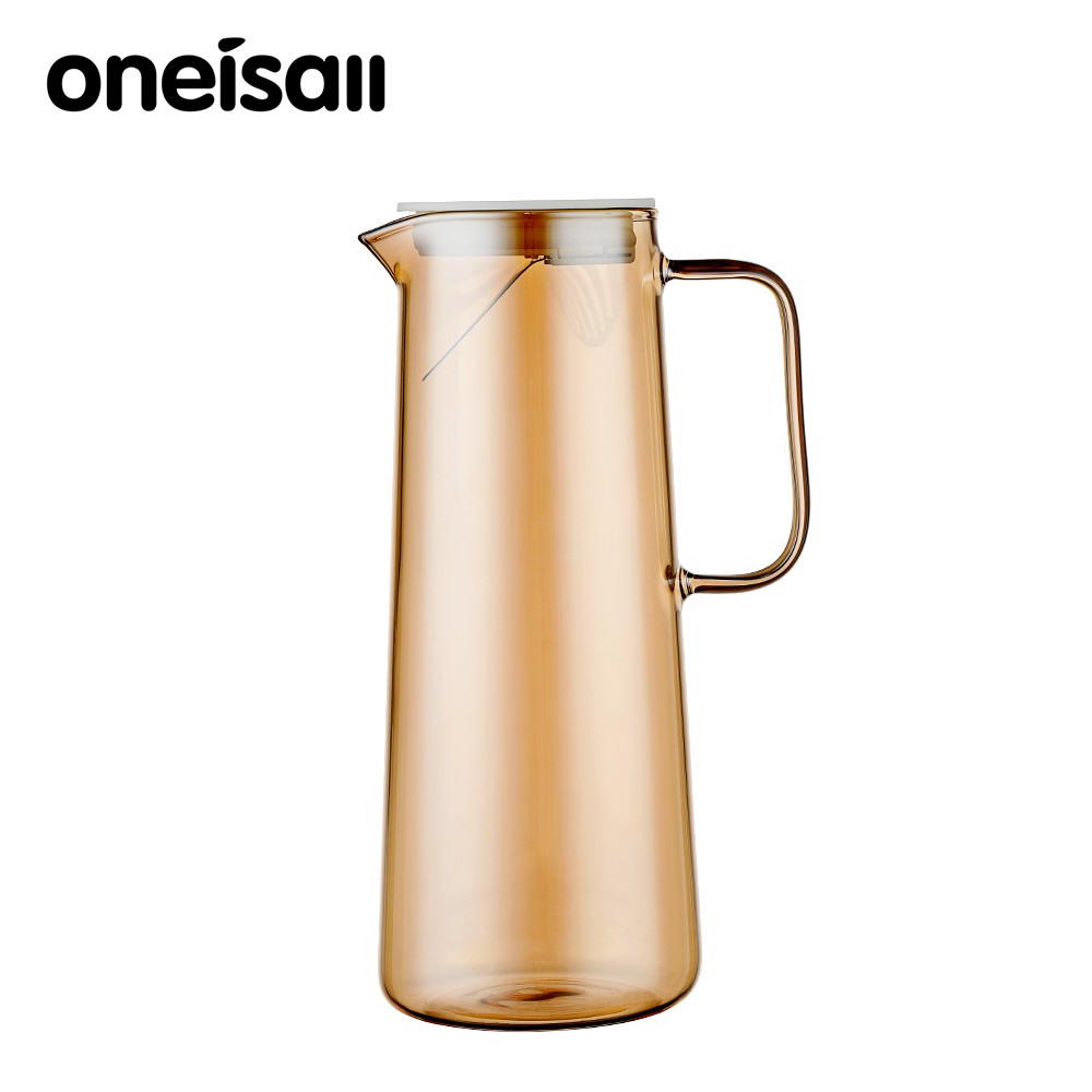 ONEISALL 1350ml/1800ml Drinking Water Jar Amber Water Jug Glass with
