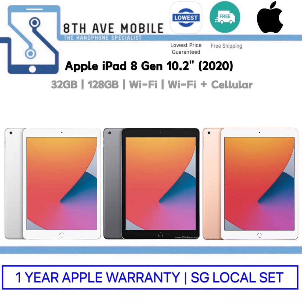 Apple Ipad Gen 8 10 2 2020 32gb 128gb Wi Fi Wi Fi Cellular 1 Year Apple Warranty Sg Local Shopee Singapore