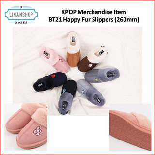 KOREA BT21 Happy Faux Fur Slippers (260mm) KPOP Merchandise Item