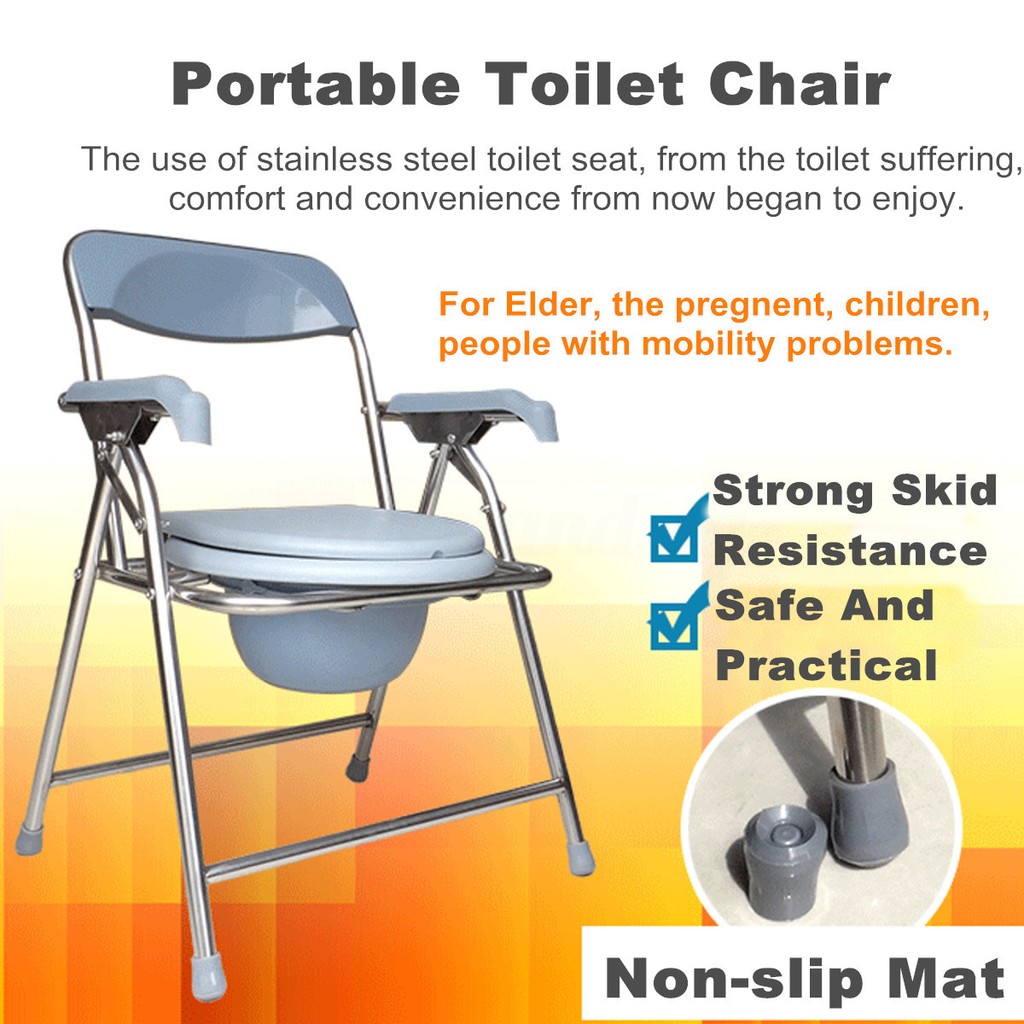 Folding Bedside Toilet Chair Shower Commode Seat Bathroom Potty