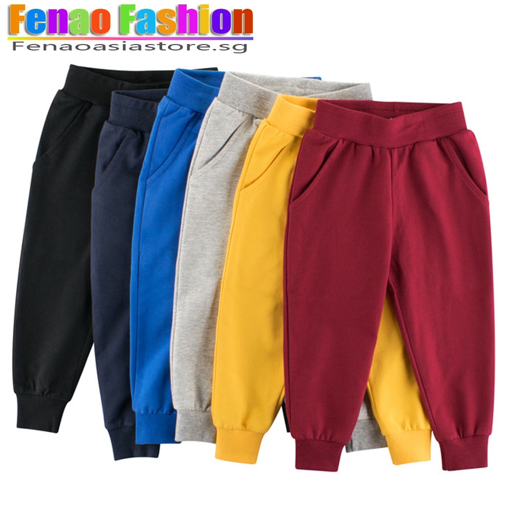 Kids Cotton Pants Boy Kid Fashion Long Pant Boys Bottoms Plain Children ...