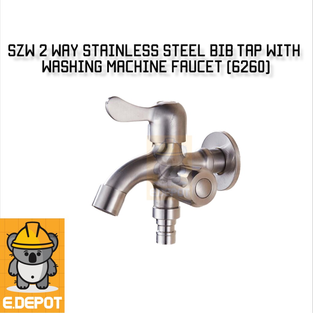 Shop Malaysia Szw 2 Way Stainless Steel Bib Tap With Washing Machine Faucet 6260 Shopee Singapore