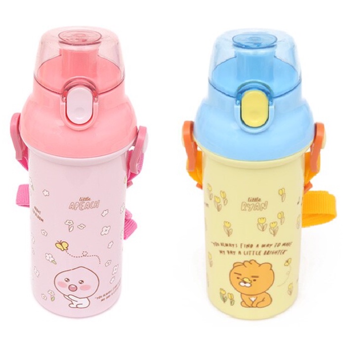 Kakao Friends Clean Water Bottle Kids Flip Top Straw Drink Through One ...