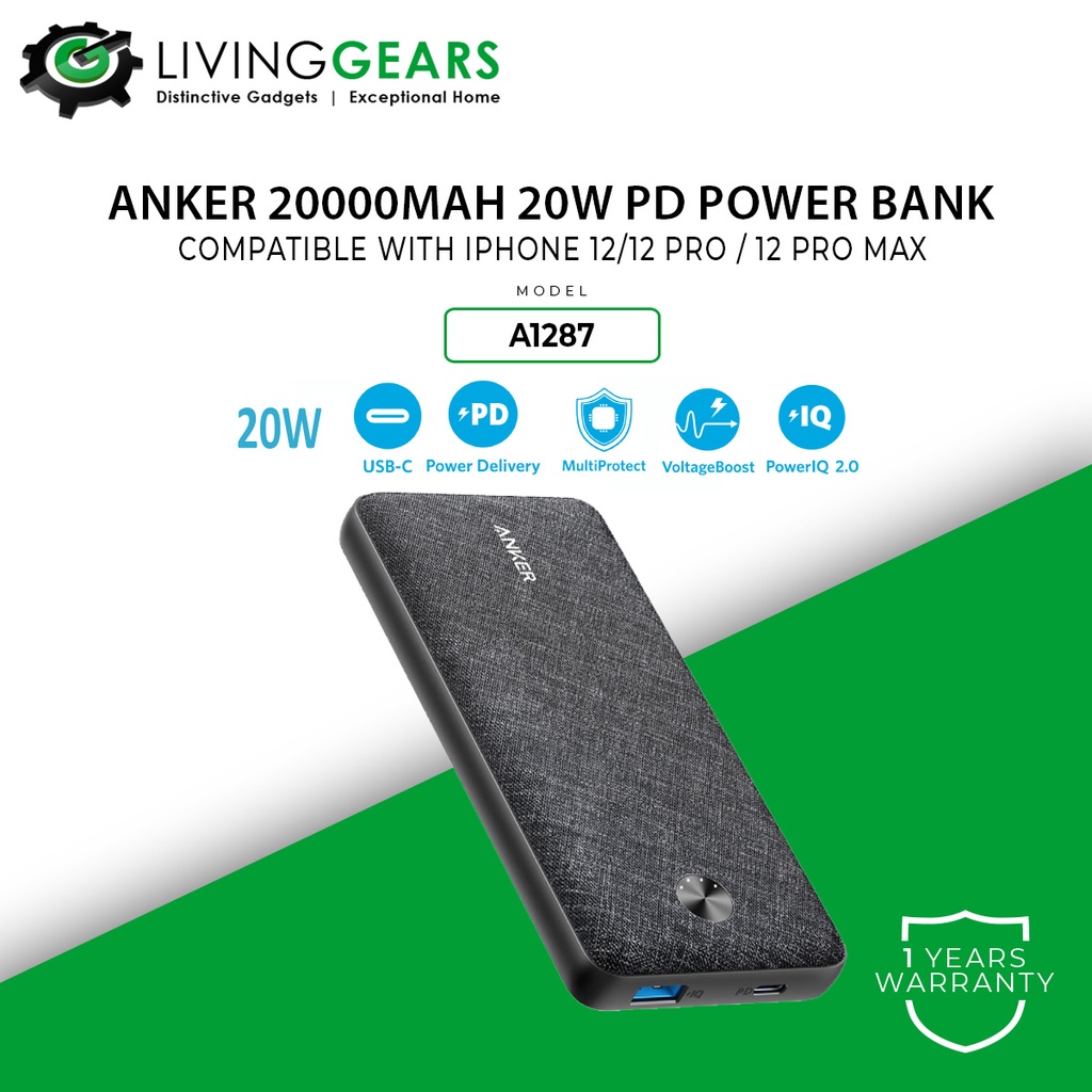 Anker A1287 PowerCore Essential PD Power Bank Compatible with iPhone 12