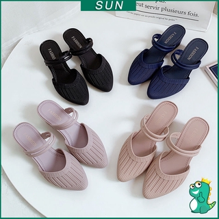 Image of [Shop Malaysia] women's wedge pointed jelly sandals