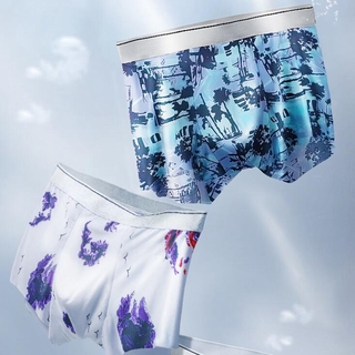 Image of 191020 New Ice Silk Printing Seamless Breathable Boxer Briefs Ice Silk Men's Underwear