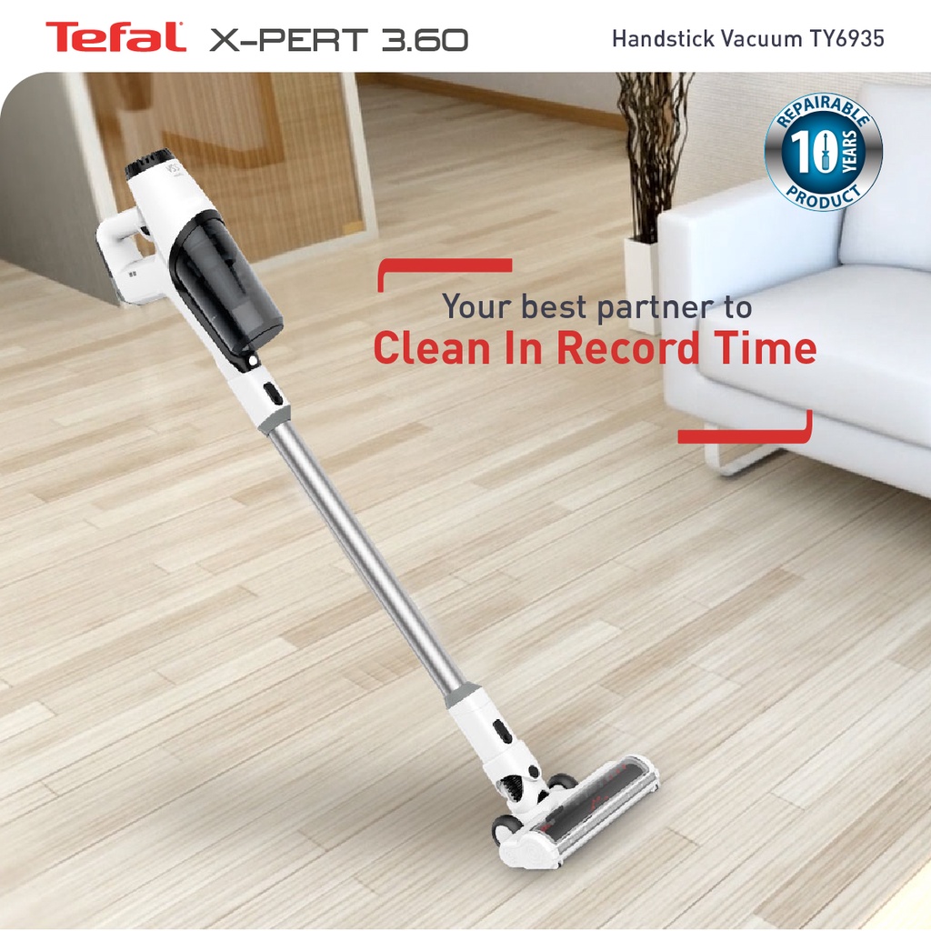Tefal TY6935 Xpert 3.60 Handstick Vacuum Cleaner (White) Shopee