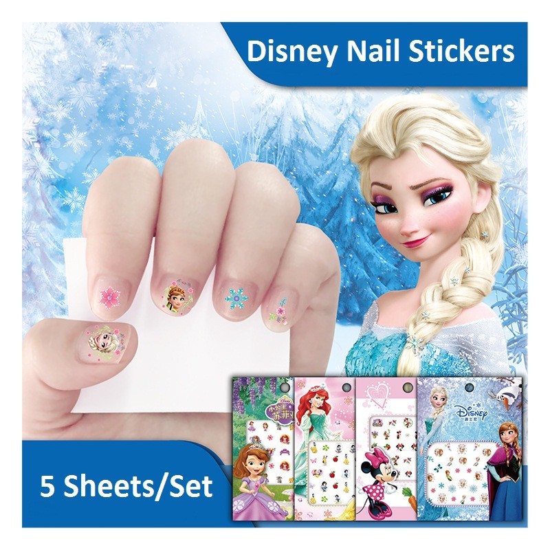 5 Sheets/Set] Nail Stickers Kids Girl Disney Princess Self-adhesive Nail  Decals DIY Art Décor | Shopee Singapore